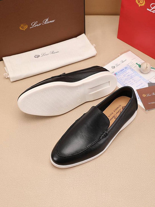 Мужские кожаные лоферы Loro Piana Summer Walk - Black