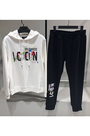 Мужское белое худи Dsquared2 Icon Splatter logo-print   