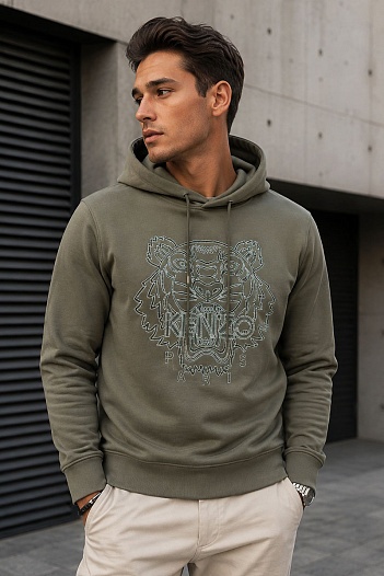 Зелёное худи Kenzo Tiger Head embroidered   