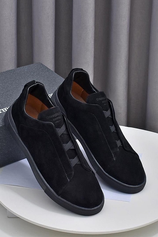 Чёрные кроссовки Ermenegildo Zegna Triple Stitch Suede