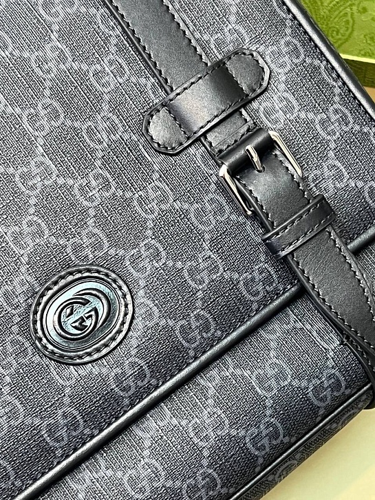 Кожаная сумка-мессенджер Gucci GG Premium 28x20x8 см - Black