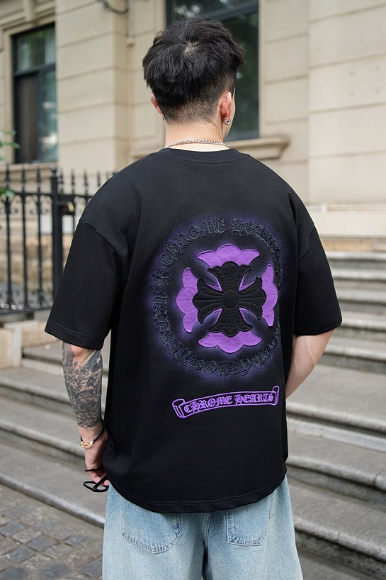 Чёрная оверсайз футболка Chrome Hearts Premium