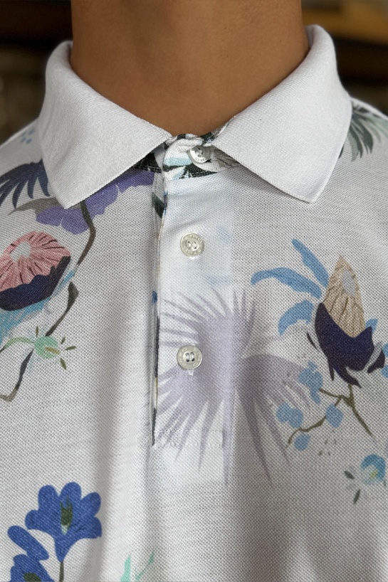 Мужское поло Etro "Floral" - White