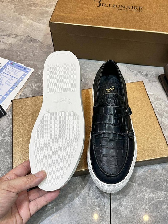Мужские кожаные лоферы Billionaire чёрного цвета