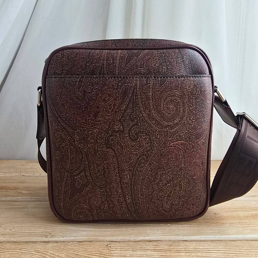 Кожаная сумка Etro с узором пейсли 22x24 см   