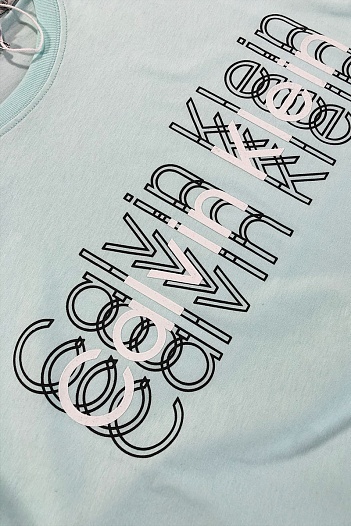 Брендовая мужская футболка Calvin Klein бирюзового цвета   