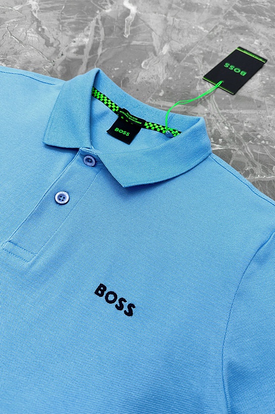 Мужское поло Hugo Boss голубого цвета