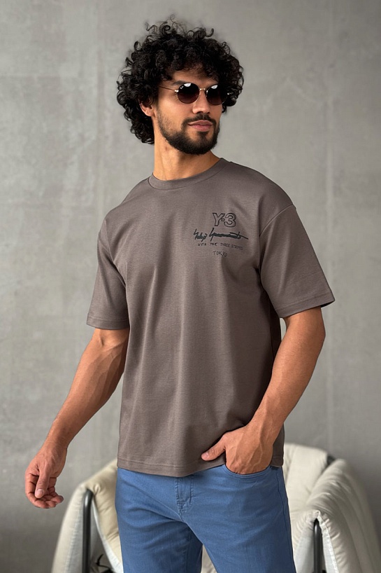Мужская коричневая футболка Y-3 Yohji Yamamoto