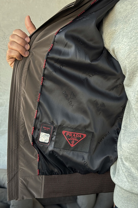 Куртка с вязаными рукавами Prada Linea Rossa - Brown