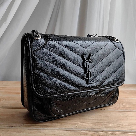 Кожаная сумка Yves Saint Laurent Niki Medium Black 28x21 см   