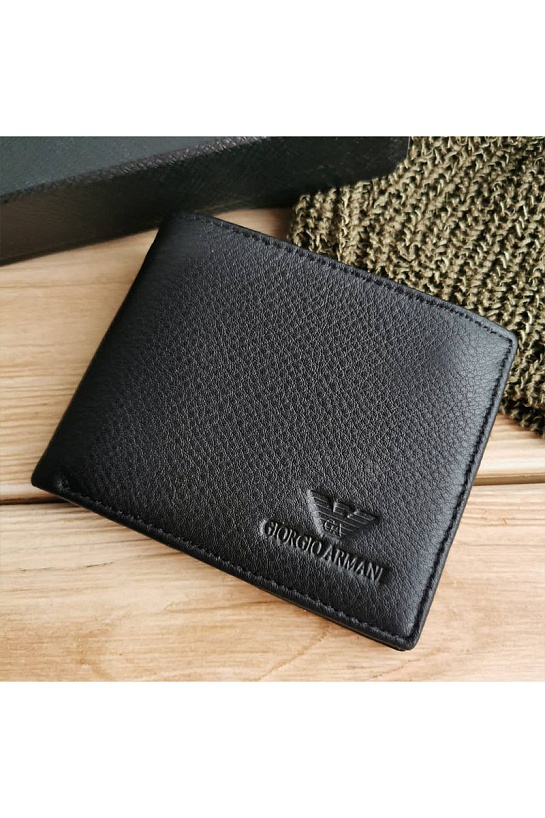 Чёрный кожаный кошелёк Giorgio Armani