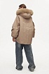Женский бежевый пуховик с натуральным мехом Max Mara