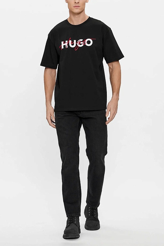 Футболка чёрного цвета Hugo Boss Dakaishi double logo