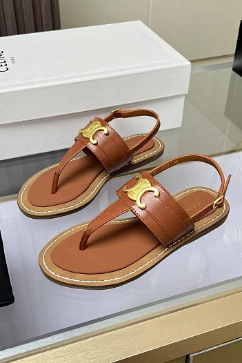 Женские кожаные сандалии Celine Premium - Brown   