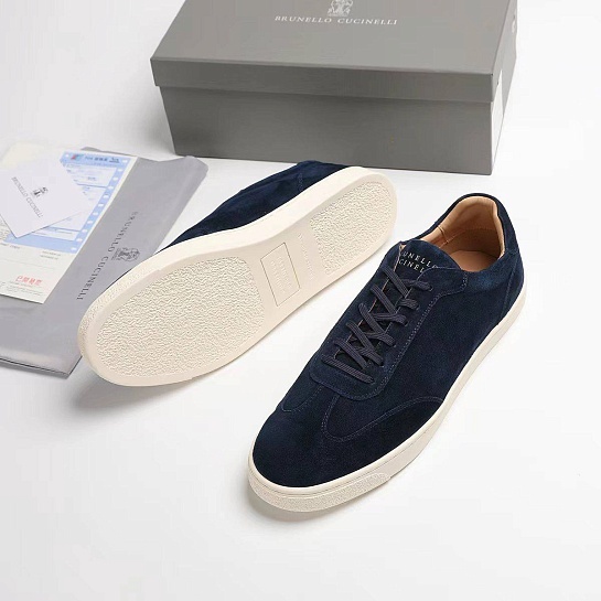 Замшевые кроссовки Brunello Cucinelli logo-print - Navy