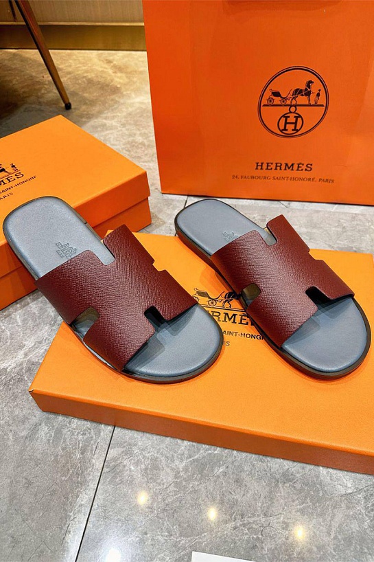 Кожаные шлёпанцы Hermes Izmir - Red