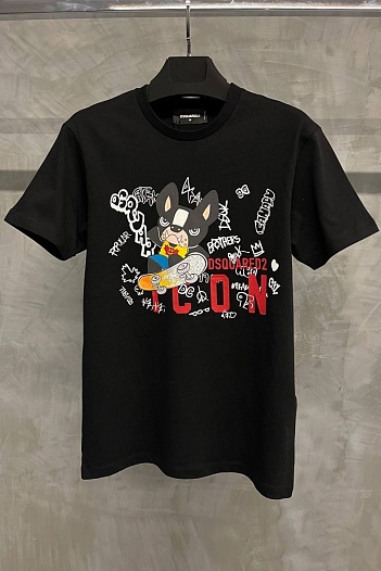 Чёрная оверсайз футболка Dsquared2 graffiti-print   