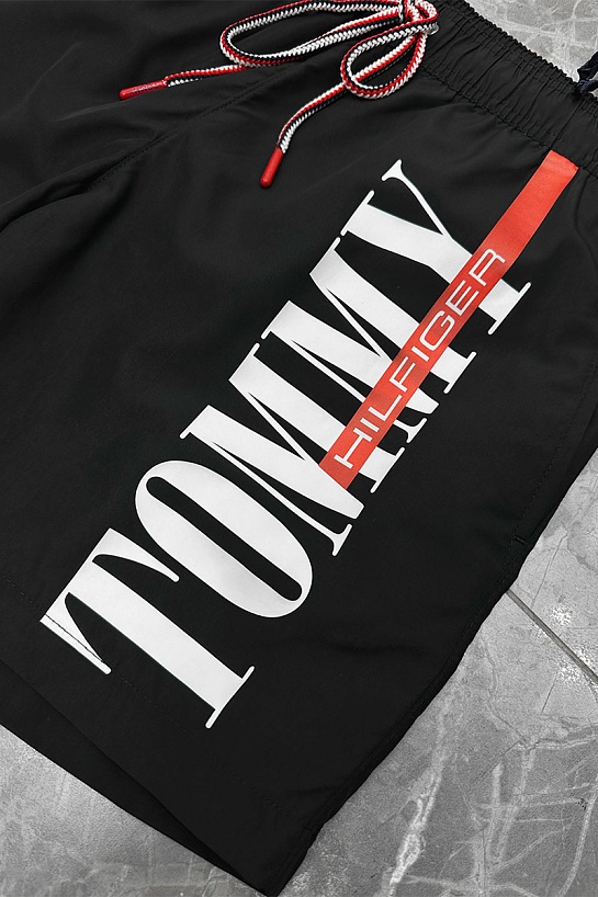 Мужские чёрные шорты Tommy Hilfiger logo-print