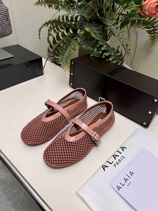 Женские плетёные балетки Alaia Fishnet Ballet premium
