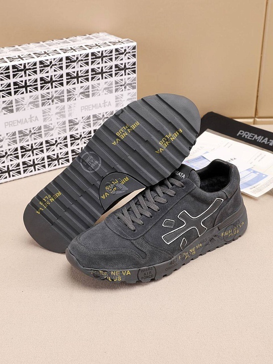 Замшевые кроссовки с мехом Premiata low-top - Grey