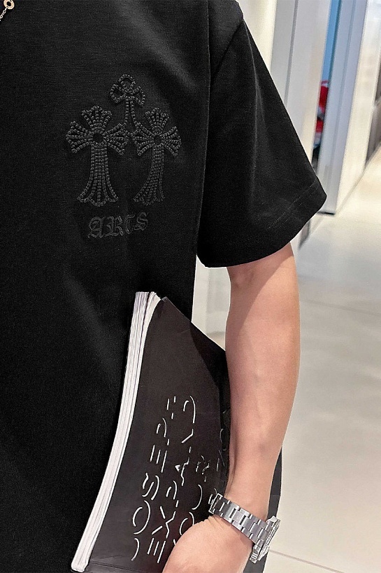 Чёрная оверсайз футболка Chrome Hearts Premium