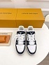 Женские кожаные кроссовки Louis Vuitton Trainer Monogram - White / Blue