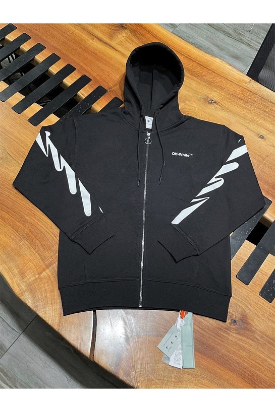 Чёрная оверсайз кофта Off-White Wave diag print