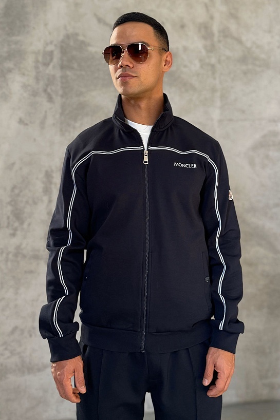 Мужская кофта на молнии Moncler striped - Navy