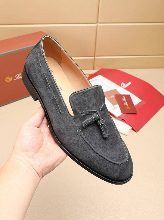 Замшевые лоферы Loro Piana tassel - Grey