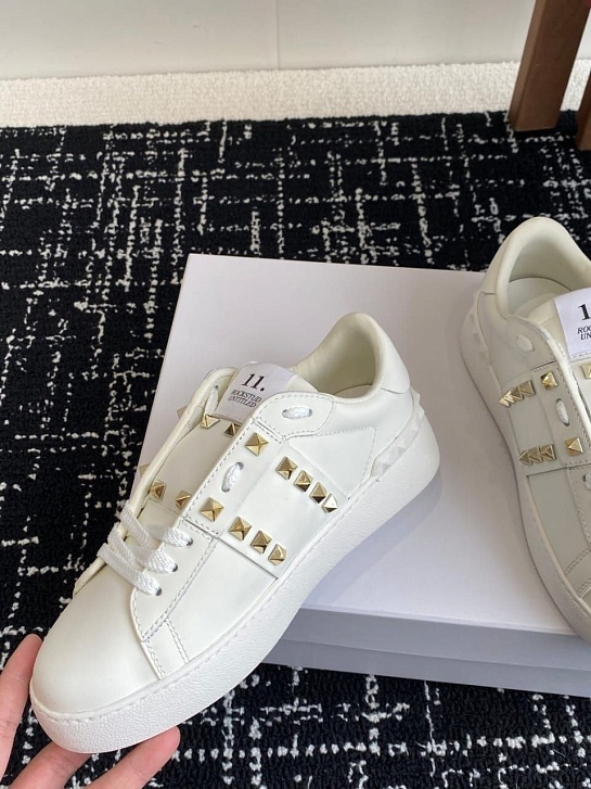 Женские кожаные кроссовки Valentino Premium - White
