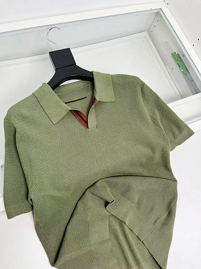 Мужское поло Zegna buttonless - Green   