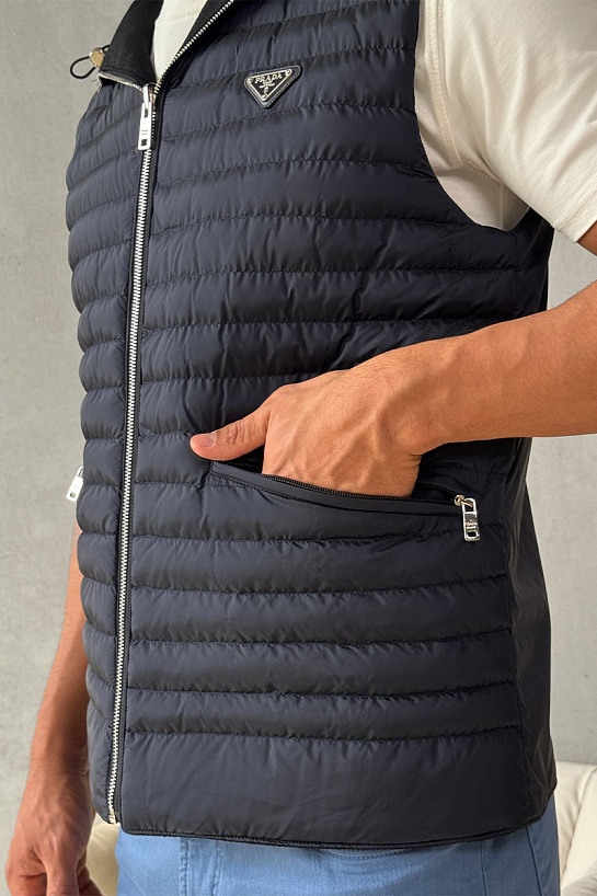 Мужской двусторонний жилет Prada тёмно-синего цвета