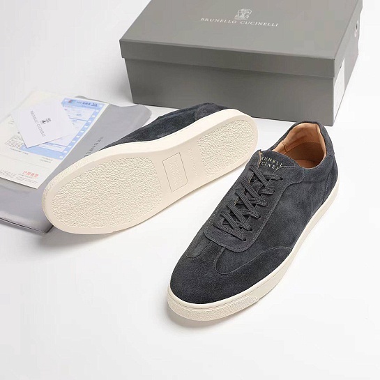 Замшевые кроссовки Brunello Cucinelli logo-print - Grey