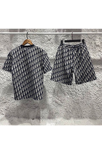 Мужские шорты Dior Oblique - Navy / White   