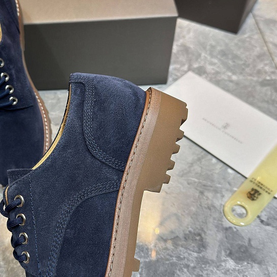 Замшевые ботинки Brunello Cucinelli синего цвета