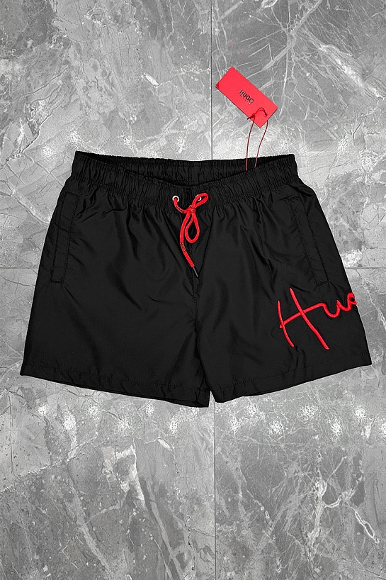 Мужские чёрные шорты Hugo Boss Dugo logo-embroidered