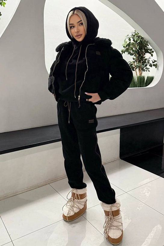 Чёрный женский костюм тройка MIU MIU