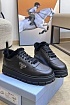Женские кожаные кроссовки с мехом Prada Premium - Black