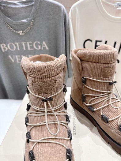 Женские ботинки с мехом Brunello Cucinelli premium - Beige   