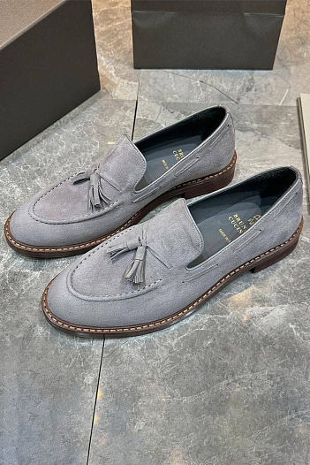 Замшевые лоферы Brunello Cucinelli tassels - Grey   
