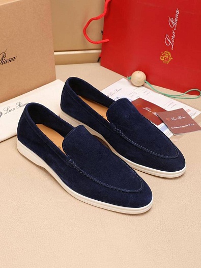 Мужские замшевые лоферы Loro Piana Summer Walk - Navy   