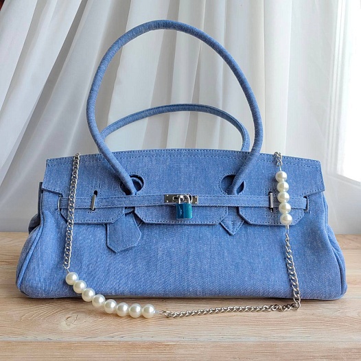 Женская джинсовая сумка Hermes Birkin 40x21 см (2 расцветки)   