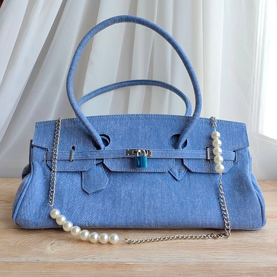 Женская джинсовая сумка Hermes Birkin 40x21 см (2 расцветки)