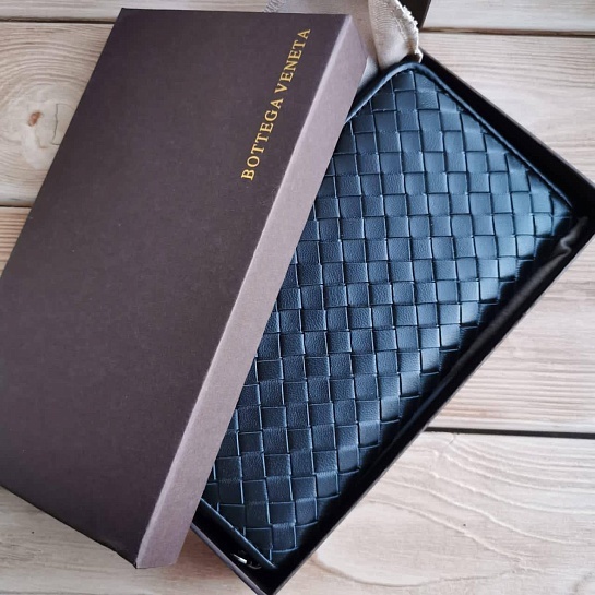 Портмоне с молнией Bottega Veneta - Black 20x10 см