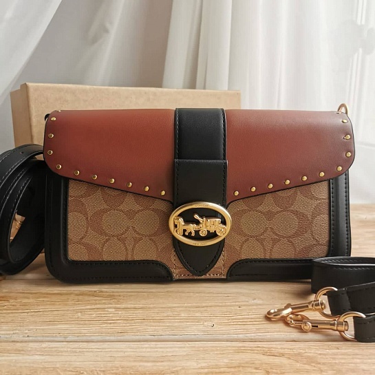Женская кожаная сумка Coach Georgie 27x15 см