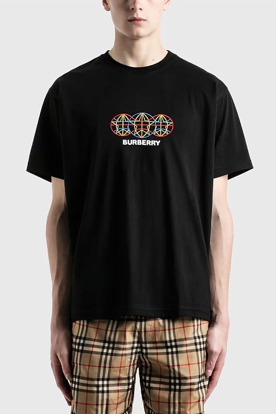 Мужская чёрная футболка Burberry Globe Graphic