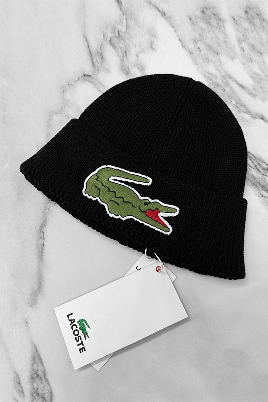Шапка чёрного цвета Lacoste logo-embroidered