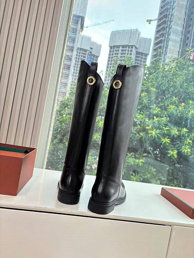 Женские кожаные сапоги Loro Piana premium - Black   