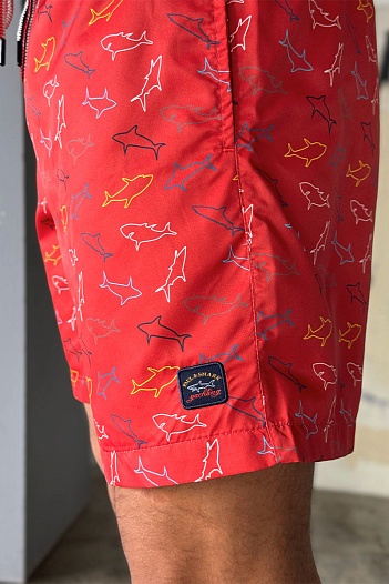 Мужские красные шорты Paul & Shark shark-print   