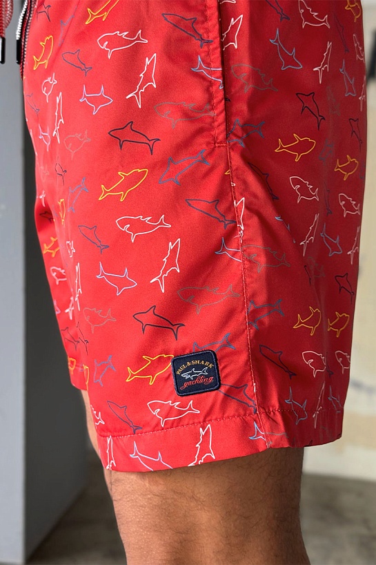 Мужские красные шорты Paul & Shark shark-print
